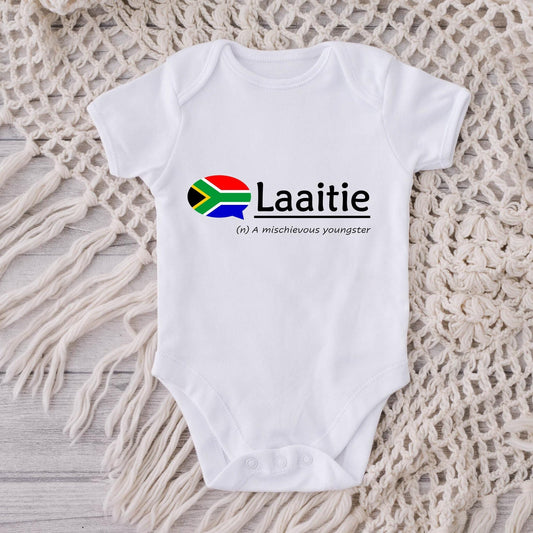 South Africa Baby Bodysuit: Afrikaans 'Laatie' Slang, Gender Reveal Gift