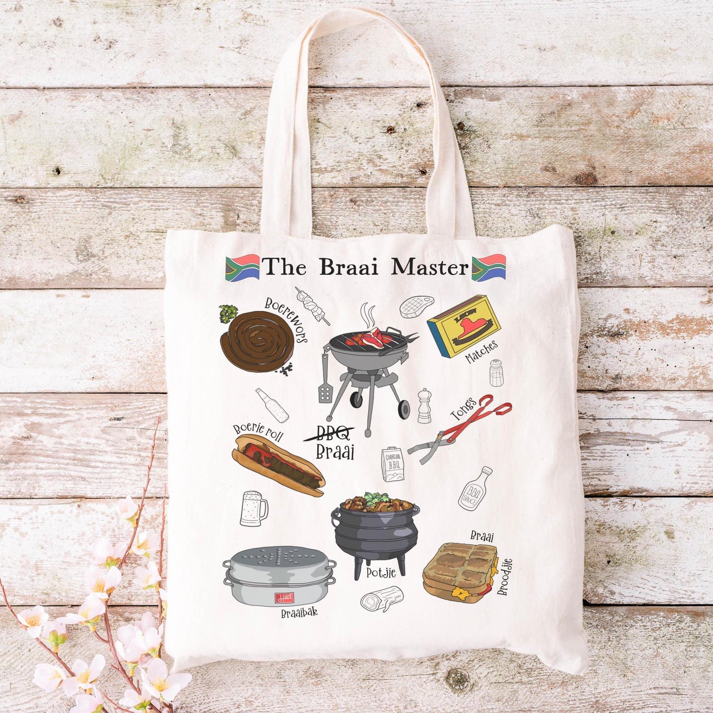 South African Braai Tote Bag BBQ gift Braai Master Canvas Reusable Grocery Bag