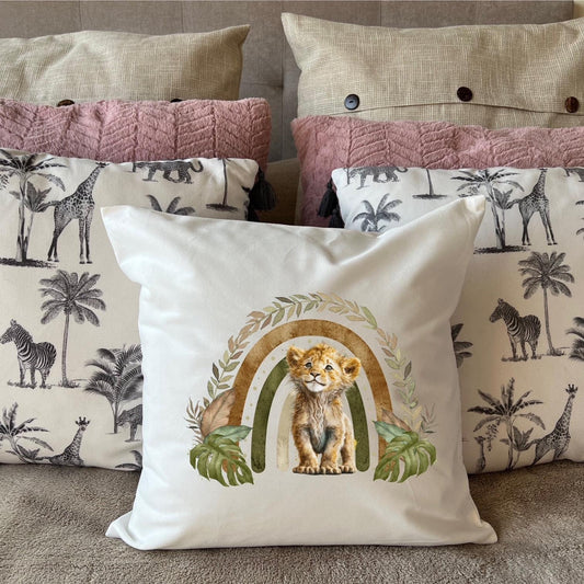 Lion cub plush white deluxe 'soft feel' scatter cushion. ( 40x40cm ) Be Different. African cushion. Home décor.