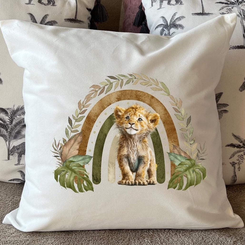 Lion cub plush white deluxe 'soft feel' scatter cushion. ( 40x40cm ) Be Different. African cushion. Home décor.