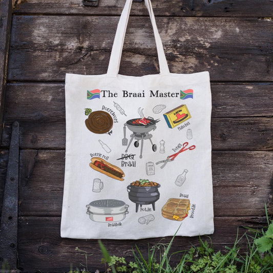South African Braai Tote Bag BBQ gift Braai Master Canvas Reusable Grocery Bag