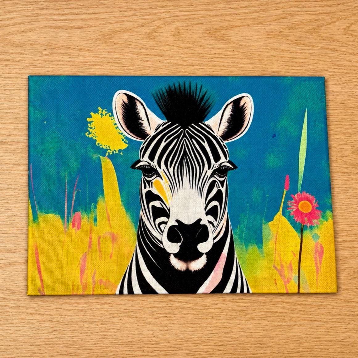 African Safari Linen Placemats – Set of 4 | Vibrant Animal Art Table Decor | Zebra, Lion, Giraffe, Elephant